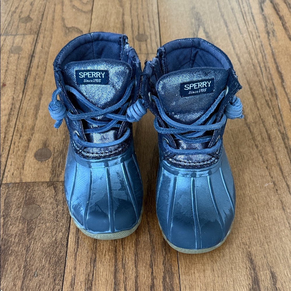 Sperry Kids Blue Sparkle Duck Boots
